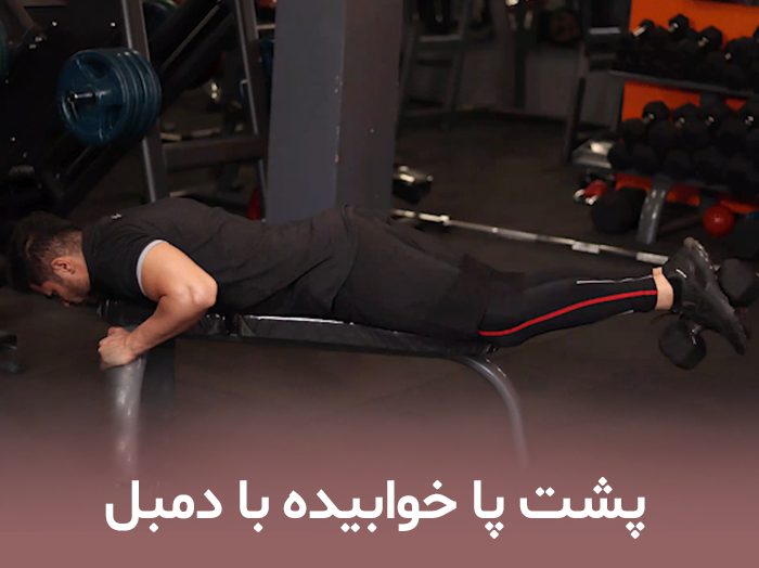 پشت پا خوابیده با دمبل